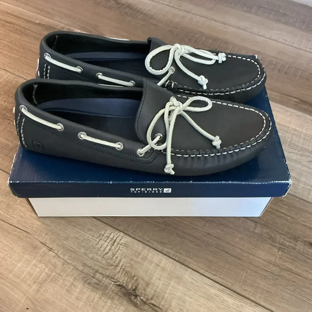 Sperry Top-Sider Men’s Size 11.5 Black Suede Boat Shoes STS10623
